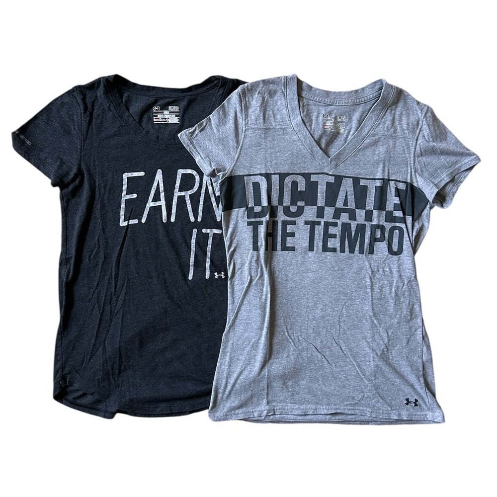 Under Armour Black and Gray Motivational Tees